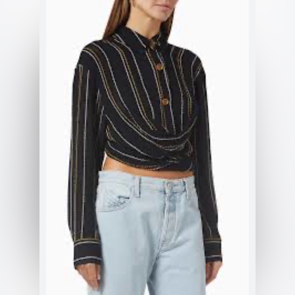 NWT CHRISTOPHER ESBER Cowl Crystal Garland Shirt in Jersey SIZE S